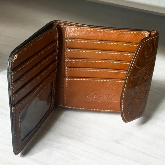 Patricia Nash Vintage Bi-Fold Wallet with Coin Pouch Brown W 5” x H 4.5” - Picture 2 of 16